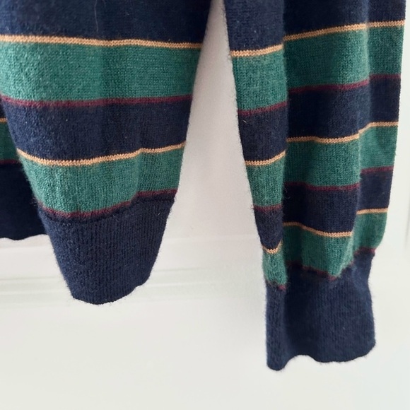 J. Crew Green Blue Striped Crewneck Sweater Merino Wool Men’s Size Medium Slim - Picture 7 of 14